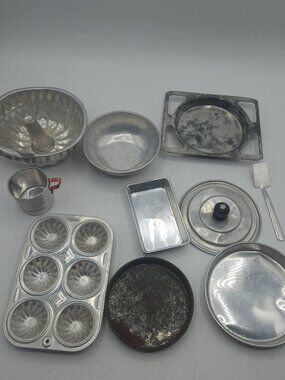Vintage Aluminum Child's Baking Cooking Toys